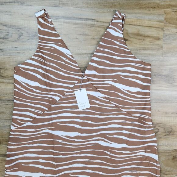 🔹️NWT A New Day Tan & Cream Zebra Print Sleeveless Slip Dress XLarge - Picture 6 of 12